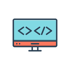 Color illustration icon for web coding