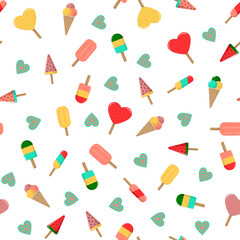 pattern with different types of ice cream