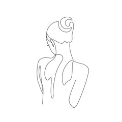 Woman One Line Drawing. Female Figure Continuous Line Art Drawing. Woman Body Nude Illustration. Abstract Poster, Minimalist Sketch Naked Silhouette. Vector EPS 10