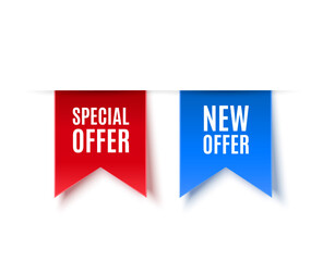 New Offer and special offer tags isolated on white. Vector. Vector illustration