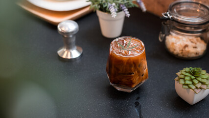ice cannabis coffee on the table