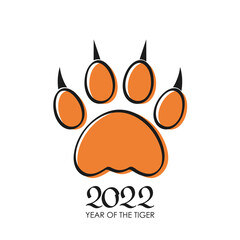 paw footprint of a wild tiger. abstract tiger footprint 2022. Chinese New Year concept for the signs of the zodiac.