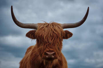 Portrait avant d& 39 un bétail Highland