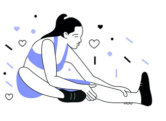 Vector image of a girl doing stretching