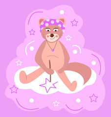 Vector image for kids. A cute animal draws an asterisk. Baby