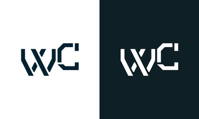 Creative minimal abstract letter WC logo.