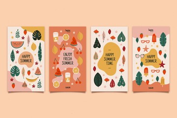 Organic Flat Summer Cards Collection_2