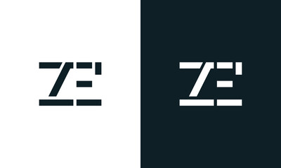 Creative minimal abstract letter ZE logo.