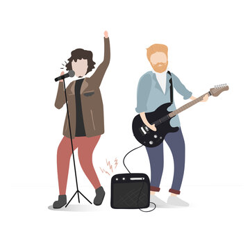 Character illustration of people in a band
