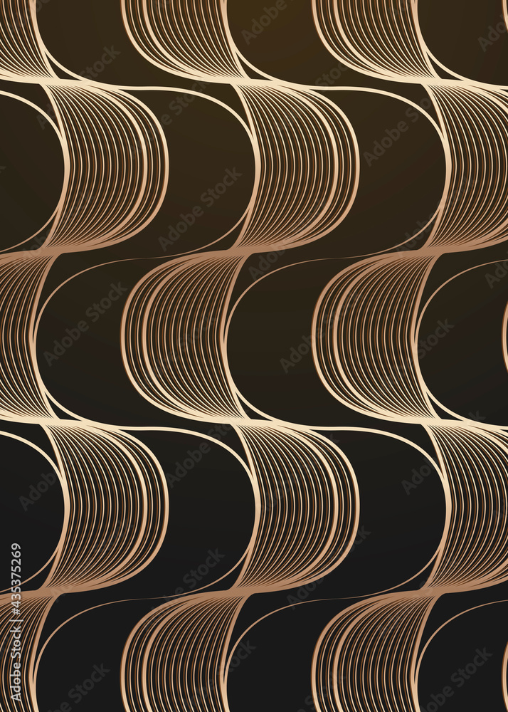 Poster golden wave abstract patterned background design resource