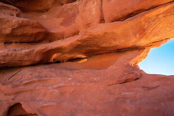 The texture of red rocks in the Valley of Fire, Nevada. Background image of natural pattern