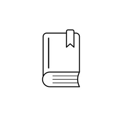 The book icon is arranged in a thin line style and is black. with a simple style.