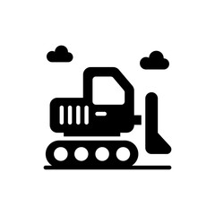 Bulldozer vector Solid  icon style illustration. EPS 10 File