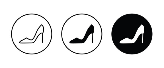 High heels icon, woman shoes, Women's shoe icons button, vector, sign, symbol, logo, illustration, editable stroke, flat design style isolated on white linear pictogram