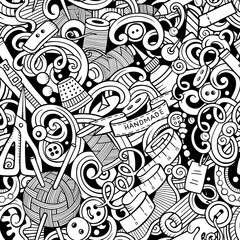 Handmade hand drawn doodles seamless pattern.