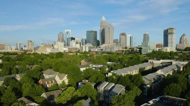 Low Aerial Flight Over Middle Class Neighborhood in Charlotte, North Carolina