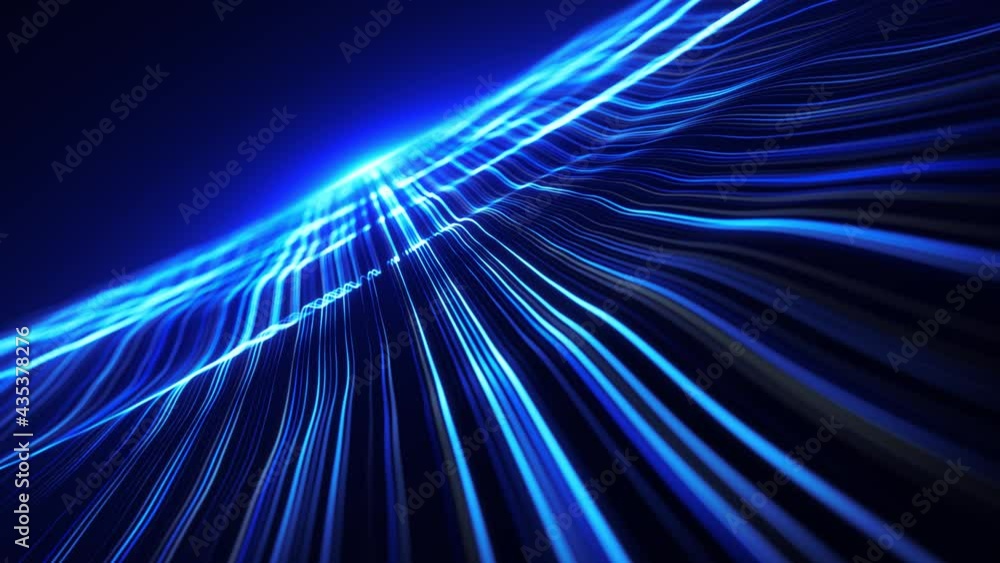 Poster Abstract Flowing Particle Lines Data Concept Background Loop/ 4k animation of an abstract technology background of powerful speed particle lines stroke patterns and strings seamless looping
