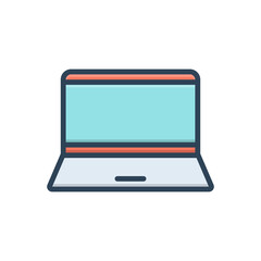 Color illustration icon for laptop
