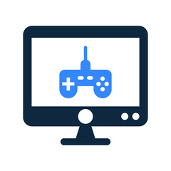 Fototapeta premium Game, monitor, Joystick icon. Simple vector on isolated white background.