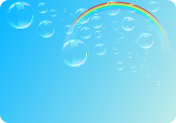 青空　風景　背景　シャボン玉