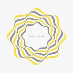 Yellow and gray curved lines forming a circular, abstract organic shape. Vector element for design.