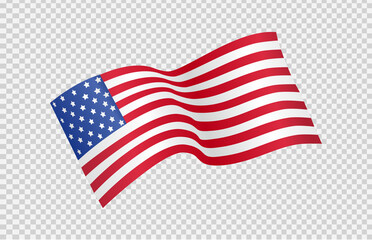 Obraz premium Waving flag of American isolated on png or transparent background,Symbols of USA , template for banner,card,advertising ,promote, TV commercial, ads, web design,poster, vector illustration