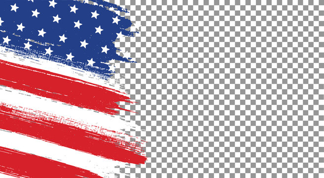 American flag with brush paint textured isolated  on png or transparent  background,Symbols of USA , template for banner,card,advertising ,promote, TV commercial, ads, web design, magazine,vector