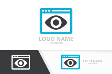 Vector browser eye logo combination. Unique network vision logotype design template.