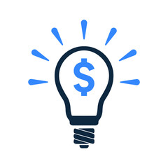 Bulb, dollar icon. Simple vector on isolated white background.