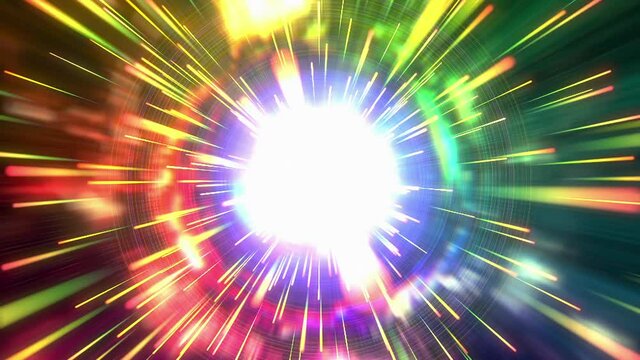 光　爆発エフェクト　ワープ　虹色　ループ　CG背景