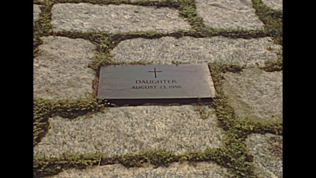 grave of daughter of John Fitzgerald Kennedy. Stillborn child of US President and Jacqueline Kennedy. In Arlington National Cemetery of Washington DC. Archival of United States of America in 1981.