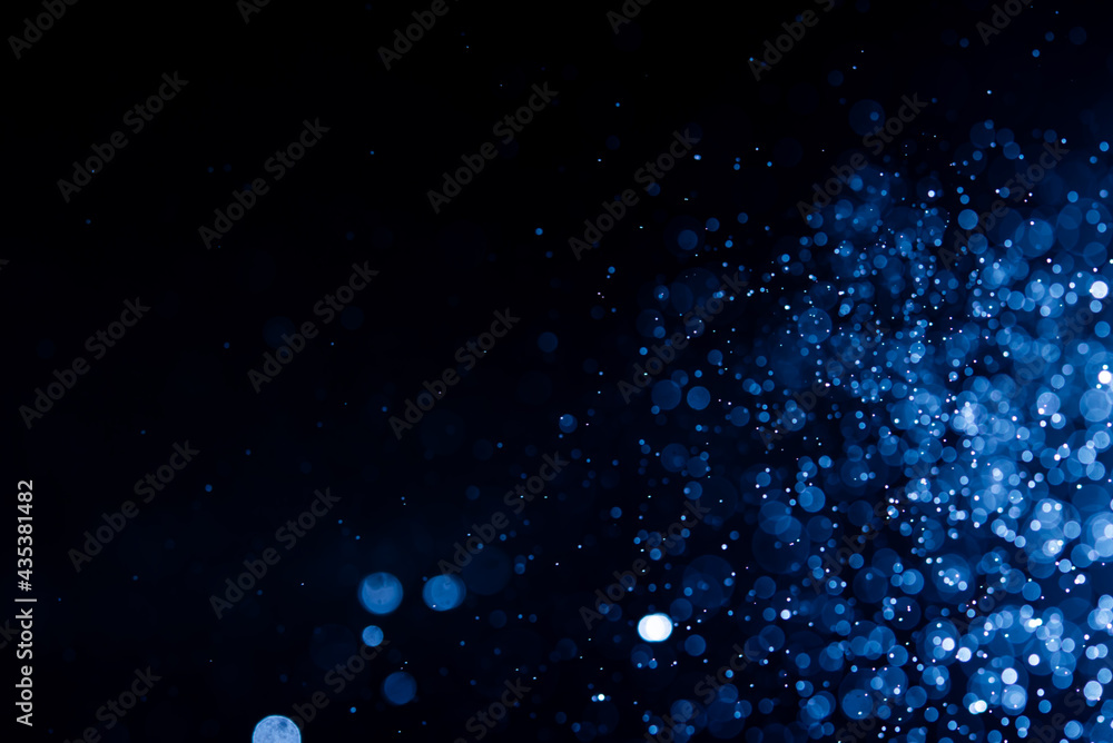 Wall mural abstract blue bokeh defocus glitter blur background.