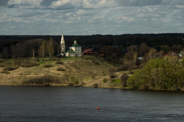 Spill of the Volga River in Tutaev, Yaroslavl Region