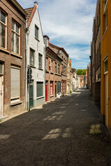 Classic view of the historic city center of Bruges (Brugge), West Flanders province, Belgium. Cityscape of Bruges