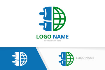 Vector spine and globe logo combination. Vertebral column and earth logotype design template.
