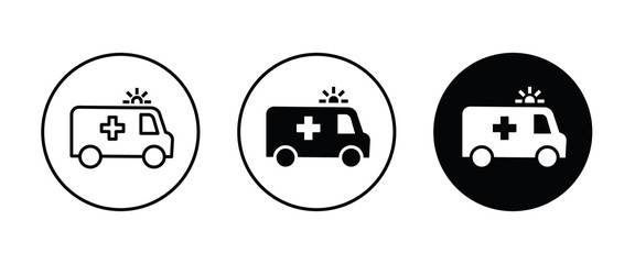Hospital ambulance icons button, vector, sign, symbol, logo, illustration, editable stroke, flat design style isolated on white linear pictogram
