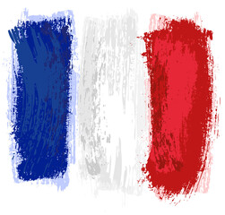 France Flag Painted with a Brush - Colored Illustration with Paintbrush Effect Isolated on White Background, Vector