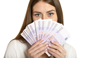 Beautiful woman with money