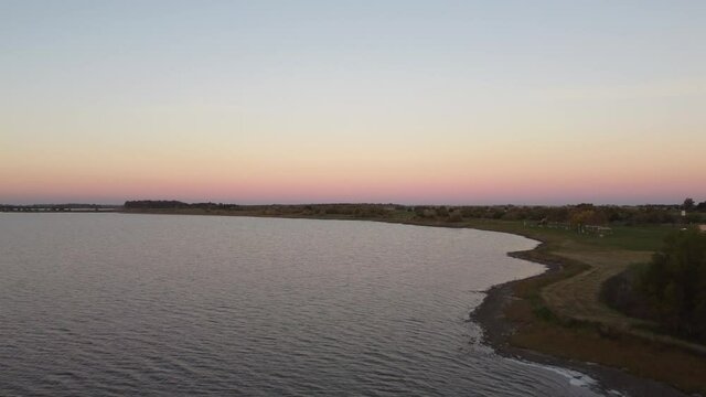 Beautiful Aerial Shot Over Chascomus Lagoon, Argentina