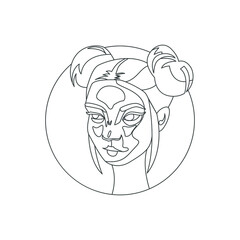 Vector illustration of a girl's face in line art style. Woman face. 