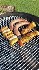 grilled sausages on the grill