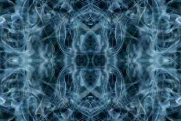 abstract graphics black blue fractal reflection symbol, design effect meditation background