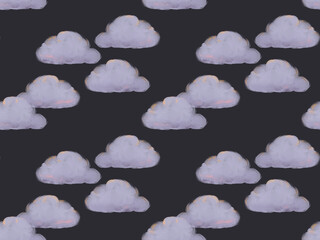 Seamless pattern with fluffy clouds. Texture for wallpaper, fabric, wrapping paper.