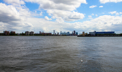 Naklejka premium Skyline of the Port of Rotterdam, the largest seaport in Europe