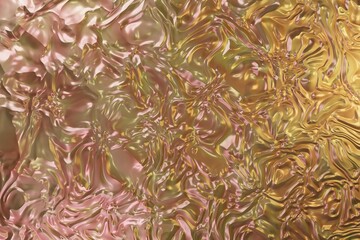 Digital metallic rose gold background with flowing pattern 3d illustration