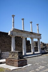 Pompeii, Italy, June 26, 2020, ancient column found inside the Pompeii excavations reported in
life...