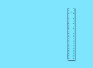 Science and education - Plastic blue school ruler isolated blue