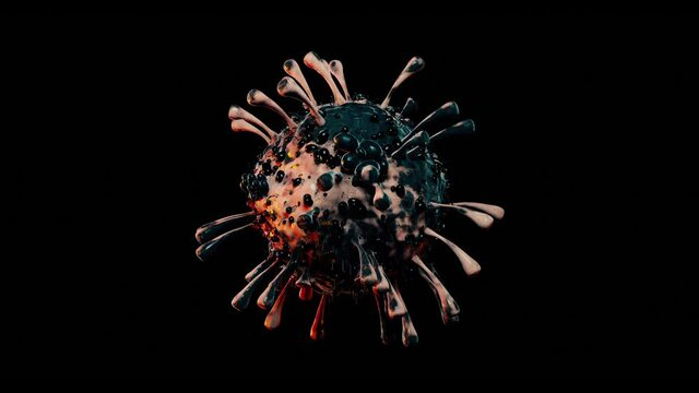 Infectious COVID19 virus Digital animation with projecting antigens