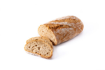 Fresh baked bread isolated on white background