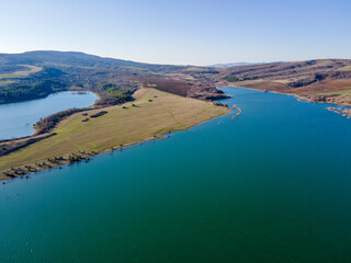 Aerial view of Dyakovo Reservoir, Bulgaria